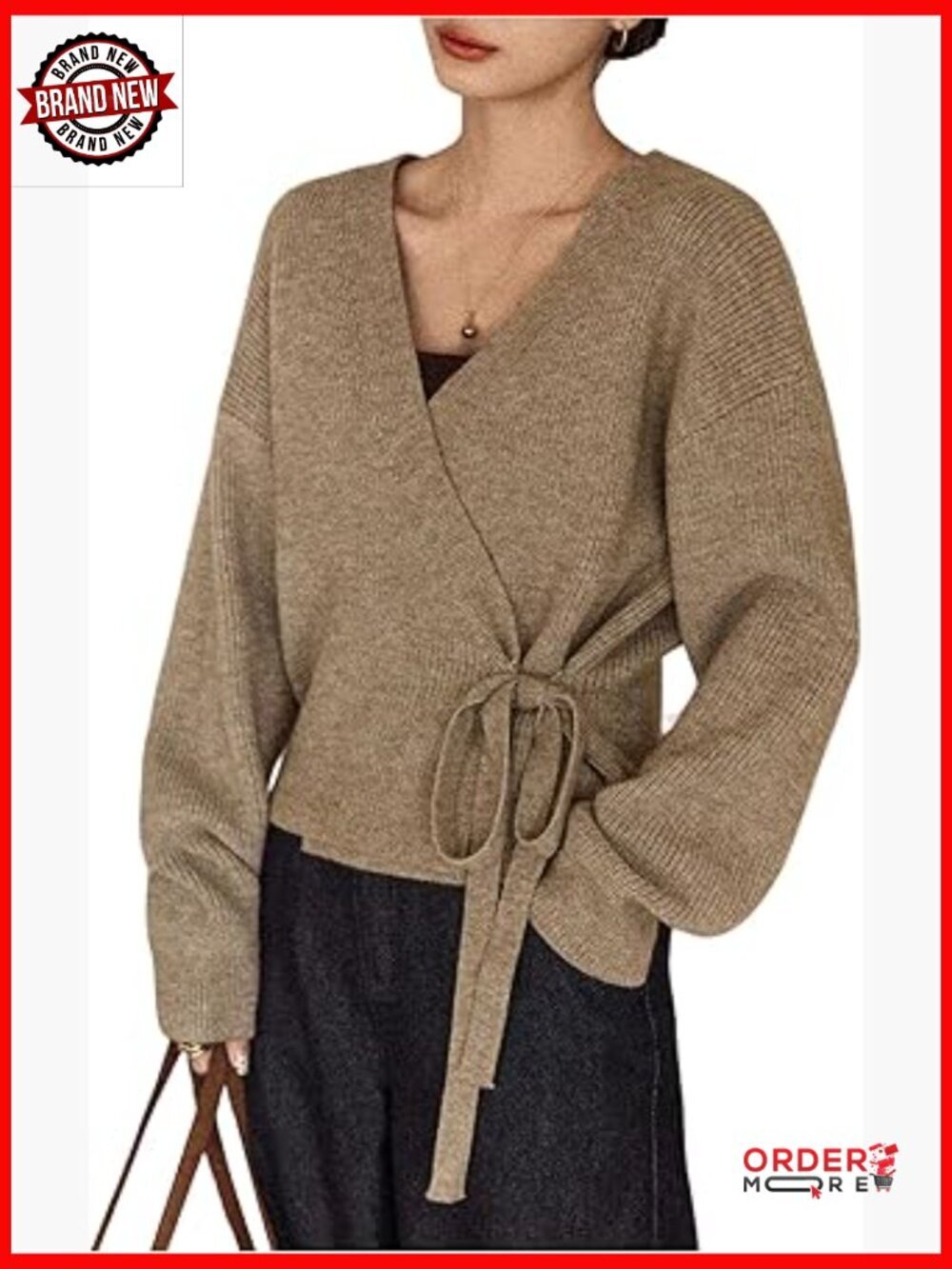 Wrap Cardigan Tie Front Long Sleeve Soft Knit Dressy Work Top